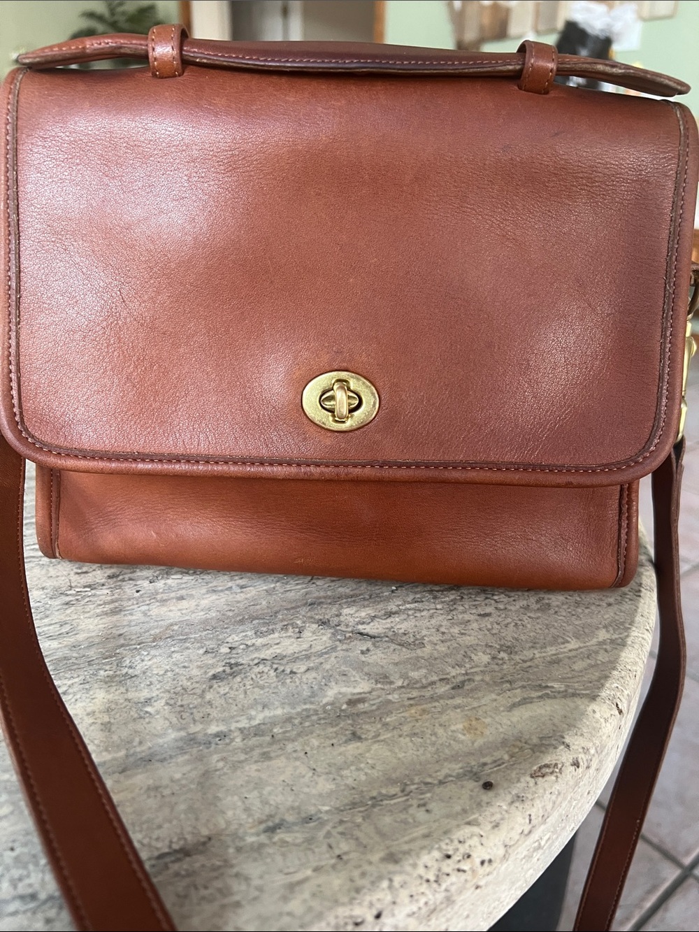 Coach Brown Leather Turnlock Crossbody Bag - Picture 2 of 10